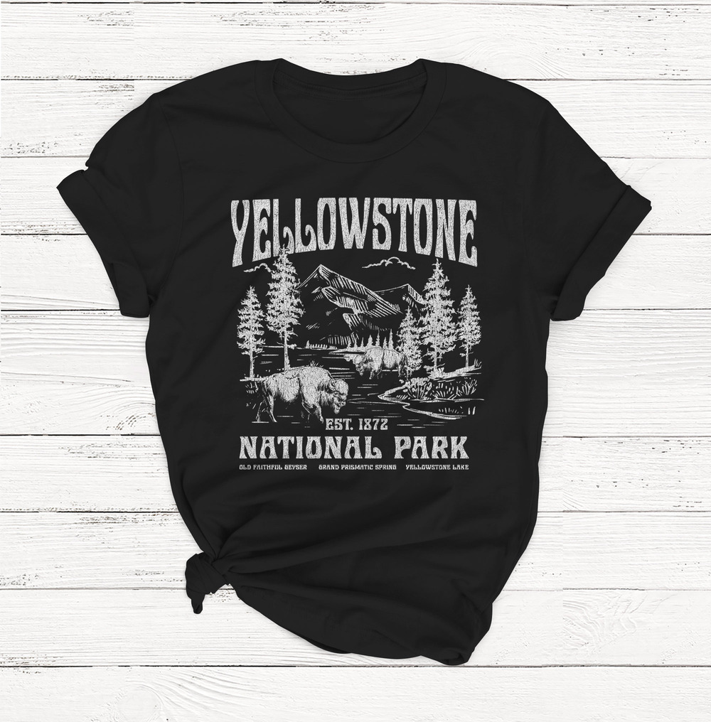 Yellowstone National Park T-shirt, Retro Camping Shirt